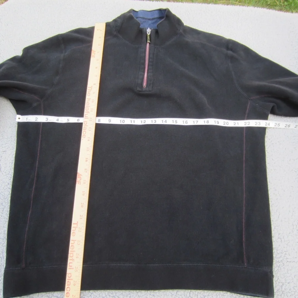 Tommy Bahama Flipshore Reversible Sweatshirt Men's L-XL?Black/Blue Half Zip READ